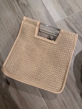 Béis Straw Tote with Clear Handle - Natural Beige